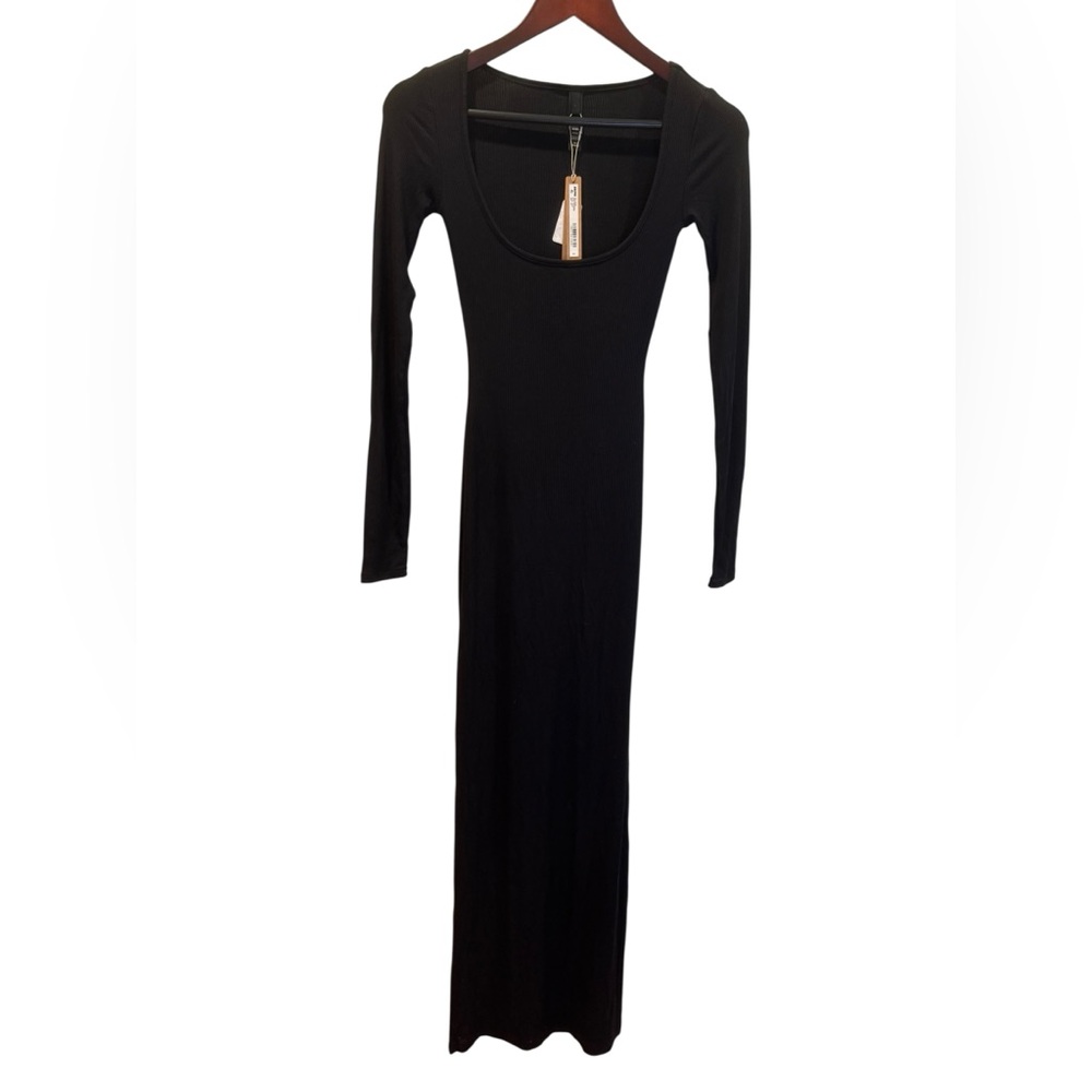 Skims Soft Lounge Long Sleeves/ Maxi Dress/ Ribbed‎ Onyx/   Size XS - Picture 2 of 5